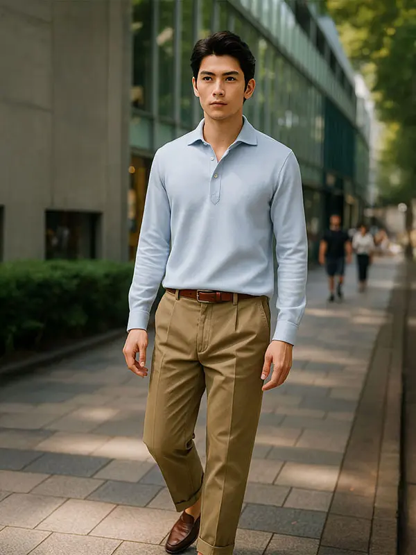 GIZA96 MOSS STICH POLO SHIRTS