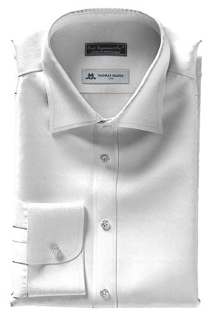 THOMAS MASON 100/2ply ホワイト ヘリンボーン(TMS8527)