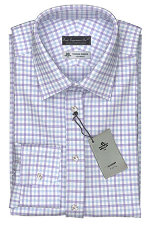 Thomas Mason Journey 100/2Ply Purple Saxe Check(NP-TMS87813)