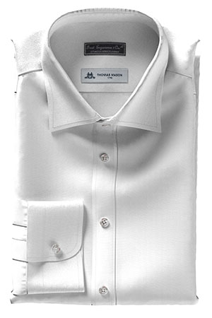 THOMAS MASON ホワイトドビーストライプ on ツイル(TMS95439)