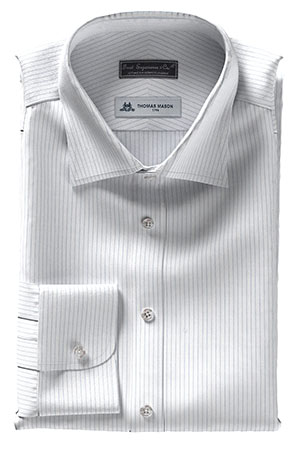 THOMAS MASON  ブルー ピンストライプ on ツイル(TMS95455)