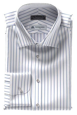 THOMAS MASON  120/2ply ブルー ストライプ(TMS95457)