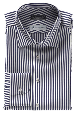 THOMAS MASON  120/2ply ネイビー ロンドンストライプ(TMS95461)