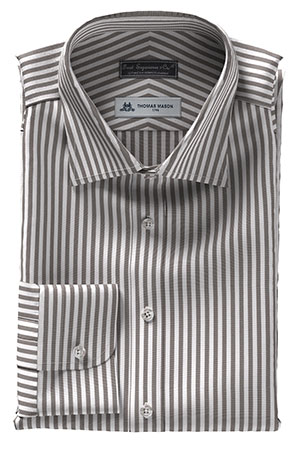 THOMAS MASON  120/2ply モスグリーン ロンドンストライプ(TMS95464)