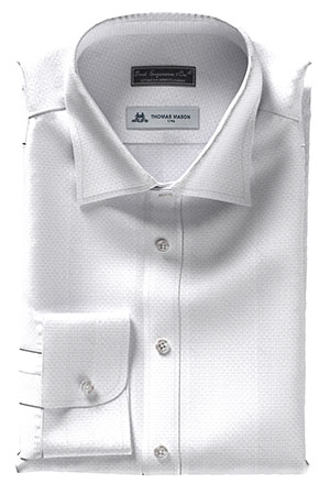 THOMAS MASON120/2ply ホワイト バスケット ドビー(TMS95465)