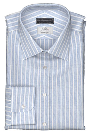 Albini Linen Saxe stripe(PN-Y95907)