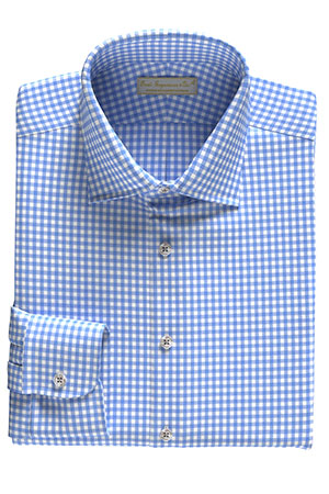 BROAD_STRECH サックス ギンガムチェック ブロード(PN-SW97103)