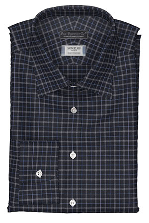 SOMELOS_FLANNEL ネイビー×グレー＆ブルー格子柄(PN-Y99555)