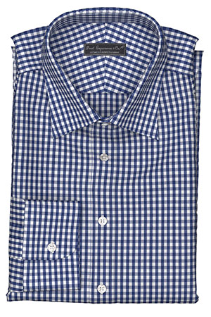 Wrinkle Free ネイビー ブロックチェック(TY100886)