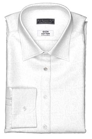 GIZA 100/2ply ホワイトハート柄ドビー(Y101742)