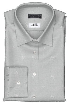 GIZA 100/2ply グレー 馬と蹄鉄柄ドビー(Y101750)