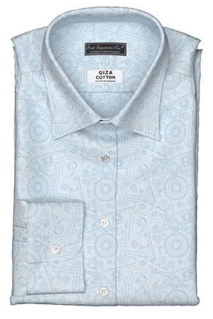 GIZA 100/2ply サックス ペイズリー柄ドビー(Y101760)