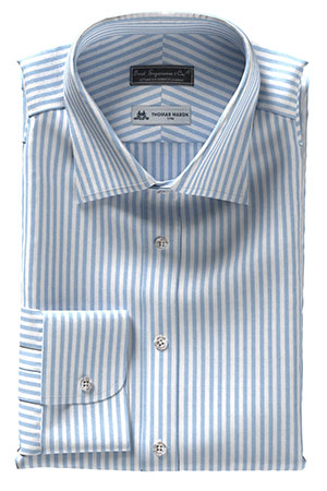 Thomas Mason Cotton&Linen サックス ロンドンストライプ(TMS-CL102338)