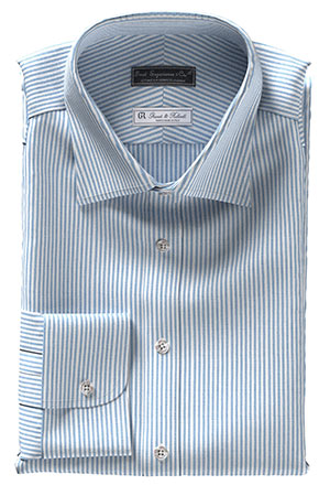 GRANDI&RUBINELLI 綿麻ブルー ストライプ(Y102347)