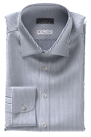 GRANDI&RUBINELLI 綿麻ネイビー ストライプ(Y102349)