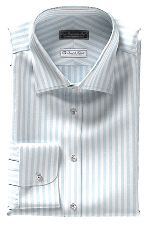 GRANDI&RUBINELLI 綿麻サックス ボールド ストライプ(Y102354)