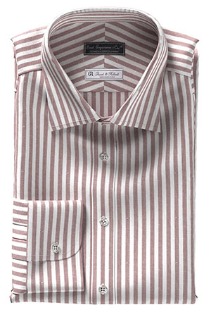 GRANDI&RUBINELLI 綿麻ブラウン ボールド ストライプ(Y102356)