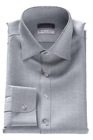 G&R FLANNEL カシミヤ混 グレー ヘリンボーン織(Y102710)F-NEW