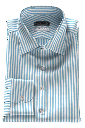 G&R FLANNEL カシミヤ混 サックス ストライプ(Y102711)F-NEW