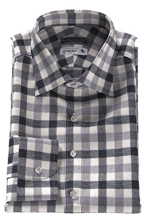 GETZNER FLANNEL ウール混 グレー チェック(Y102716)F-NEW