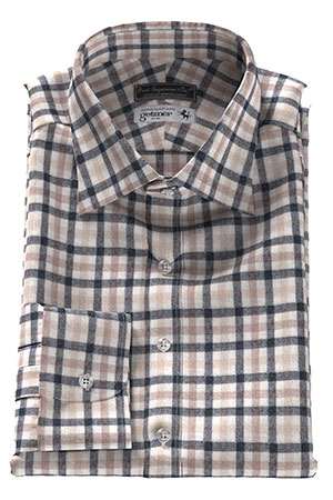 GETZNER FLANNEL ウール混 ベージュ＆ブラック チェック(Y102717)F-NEW